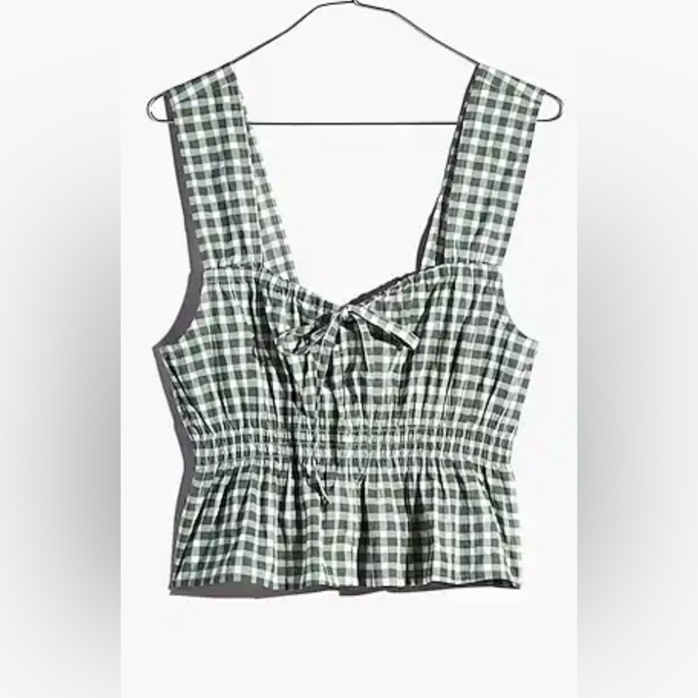 NWT Madewell smocked peplum tank top in gingham